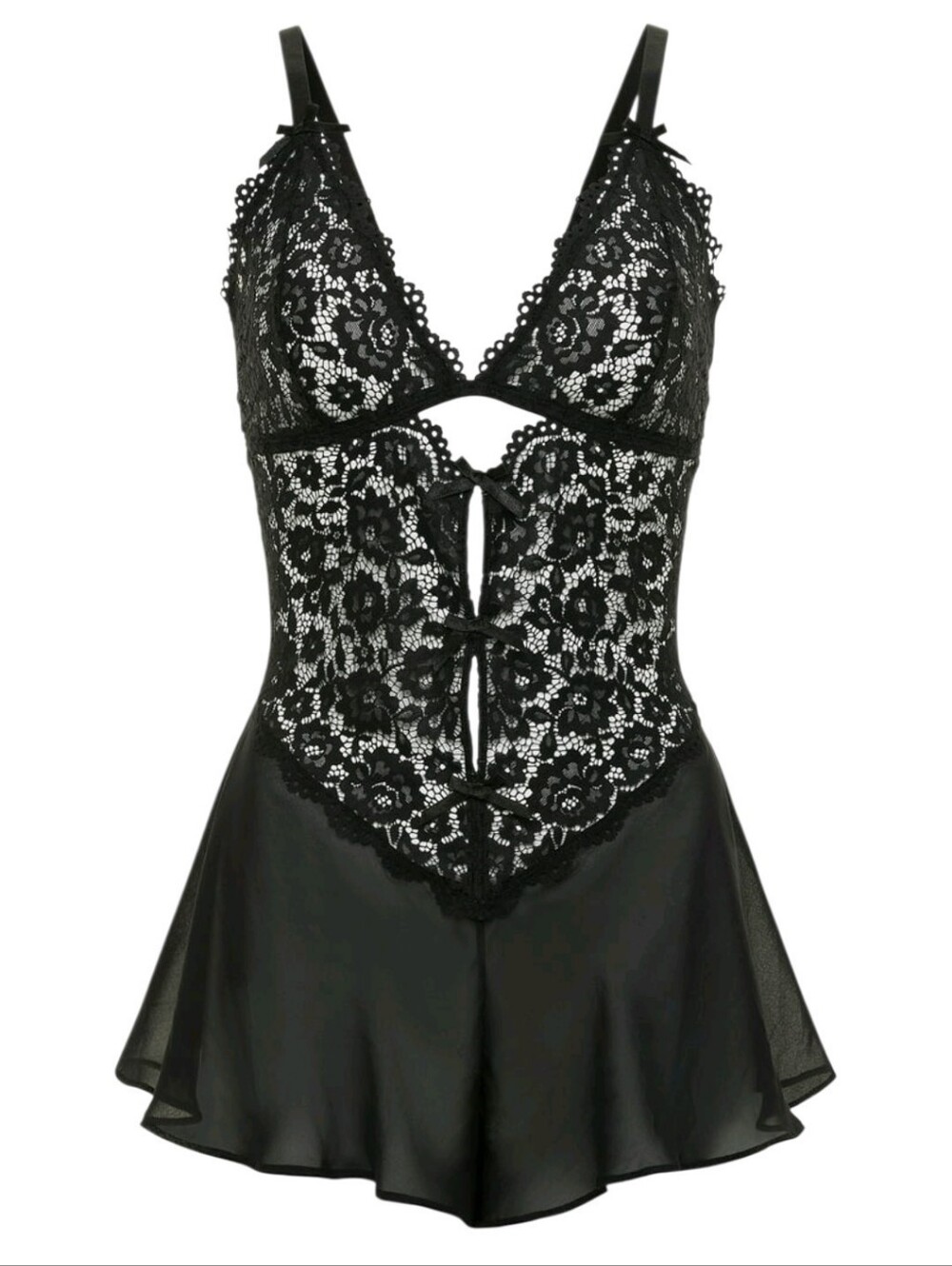 Adore Me Ophelia Lace & Mesh Romper Teddy Lingerie